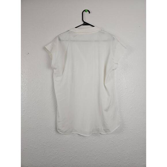 New York & Company Ivory V-Neck Blouse Size Large Button Down - Picture 3 of 6